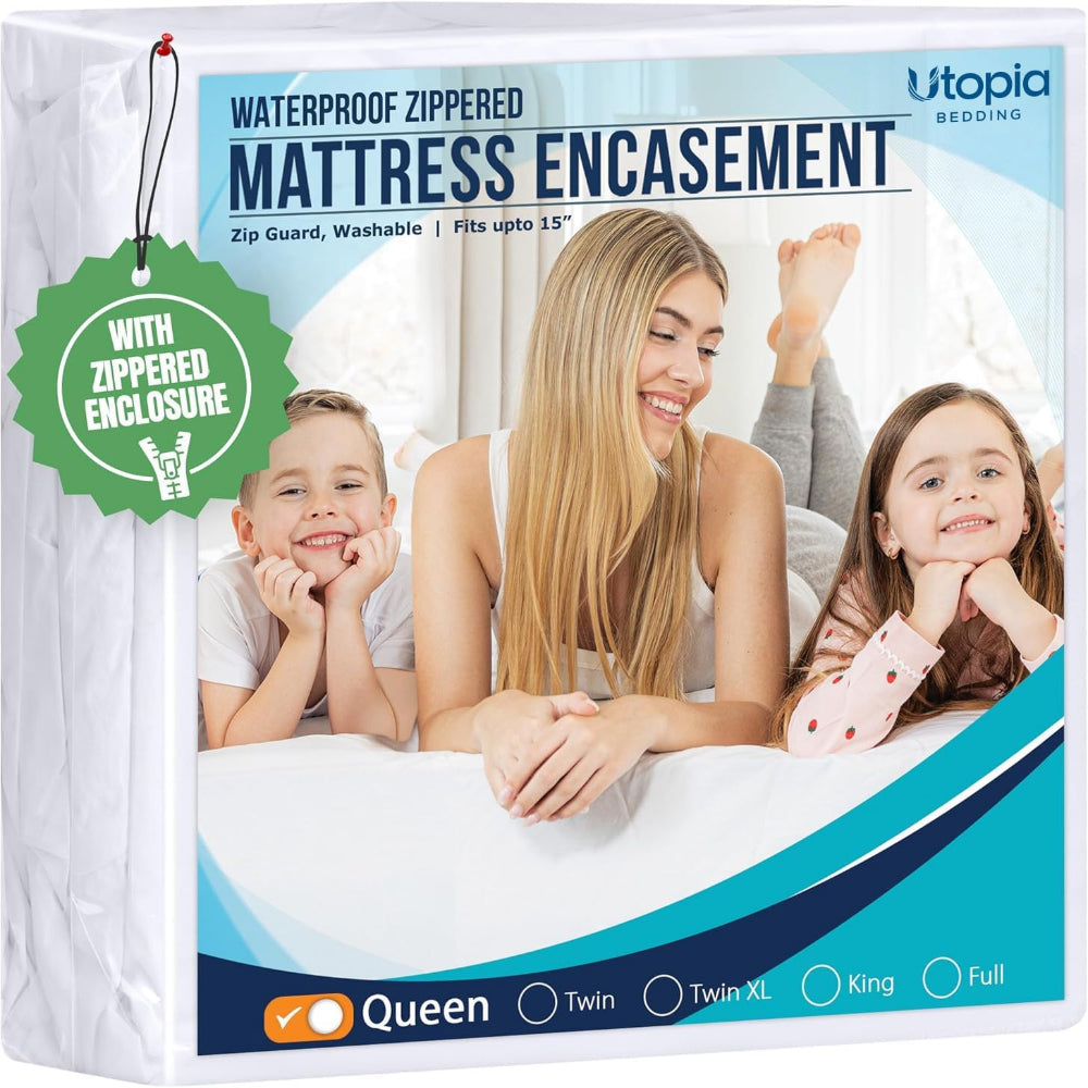 Waterproof Zippered Mattress Protector – 6-Sided Bed Bug & Dust Mite Proof Mattress Encasement