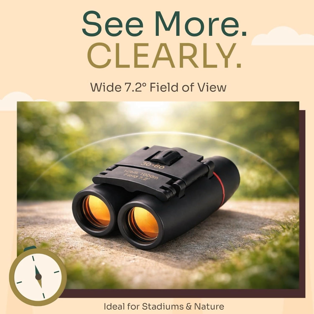 Compact Folding Binoculars – HD Portable Use – Lightweight Pocket Design for Adults & Kids – Bird Watching, Concerts, Theater, Travel & Outdoor Viewing