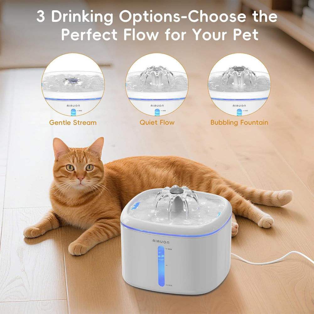 Automatic Cat Water Fountain with Filters - Ultra Quiet Pet Water Dispenser 84oz