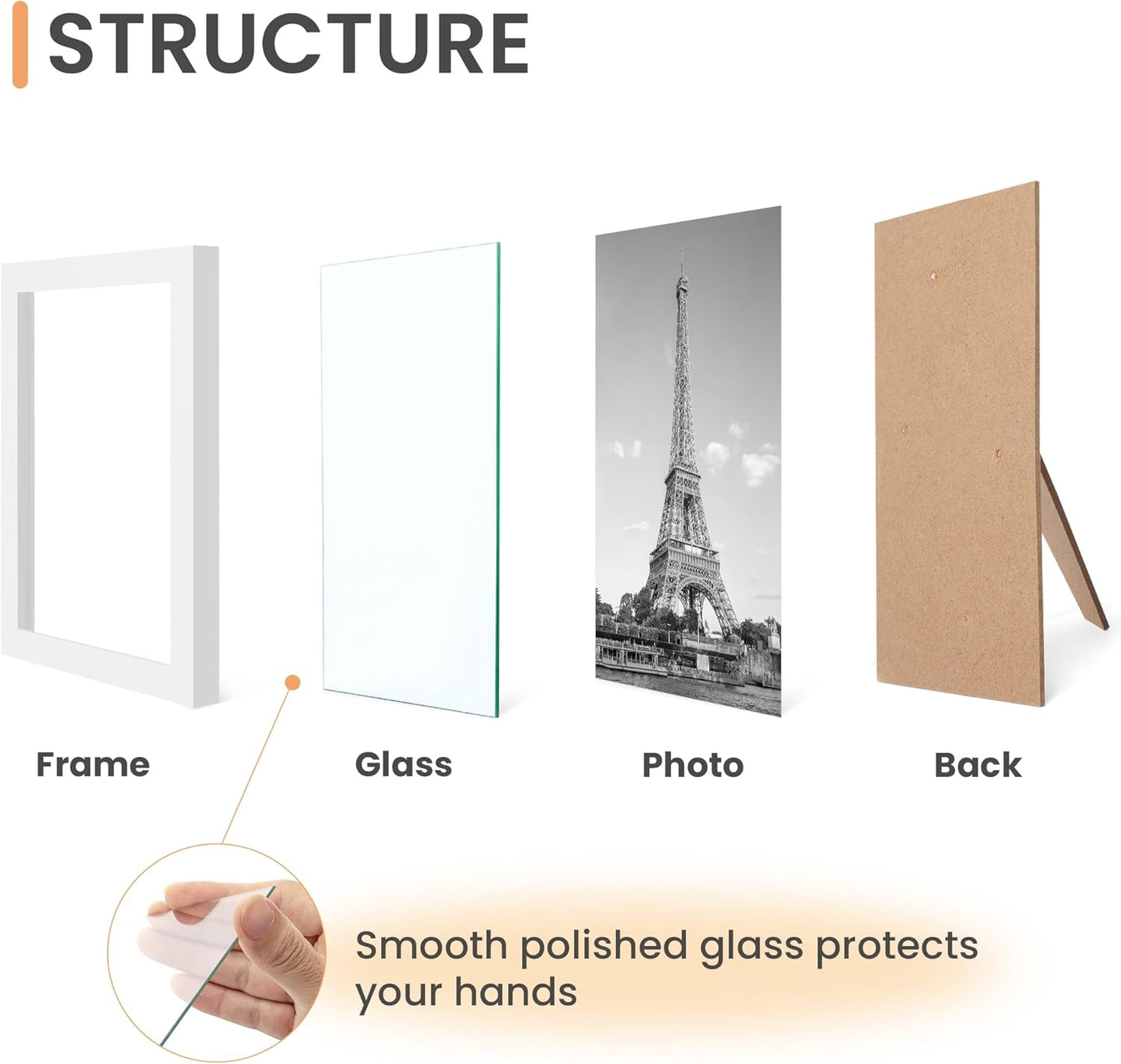 Upsimples 5x7 Picture Frame with Real Glass,Bulk Photo Frames for Wall or Tabletop Display,Set of 14,White