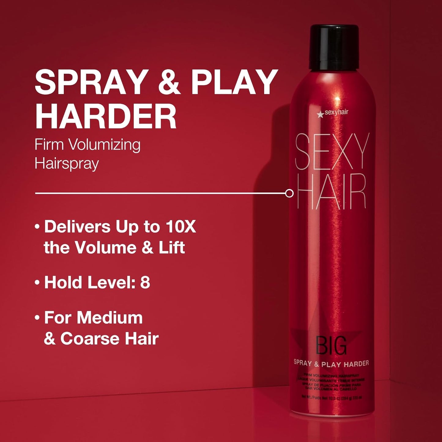 SexyHair Big Spray & Play Harder Firm Volumizing Hairspray – Extreme Hold & Long-Lasting Volume