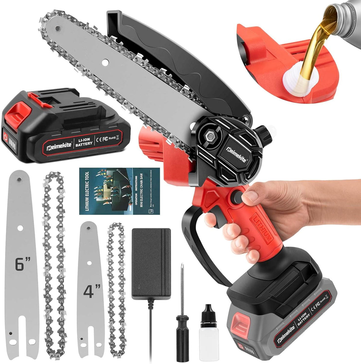 Mini Chainsaw Cordless, 2025 Upgraded 4& 6 Inch Mini Electric Chainsaw Cordless Battery Powered, Mini Electric Chain Saws Handheld Portable Small Saw for Wood Cutting, Tool Gifts for Men Dad Husband
