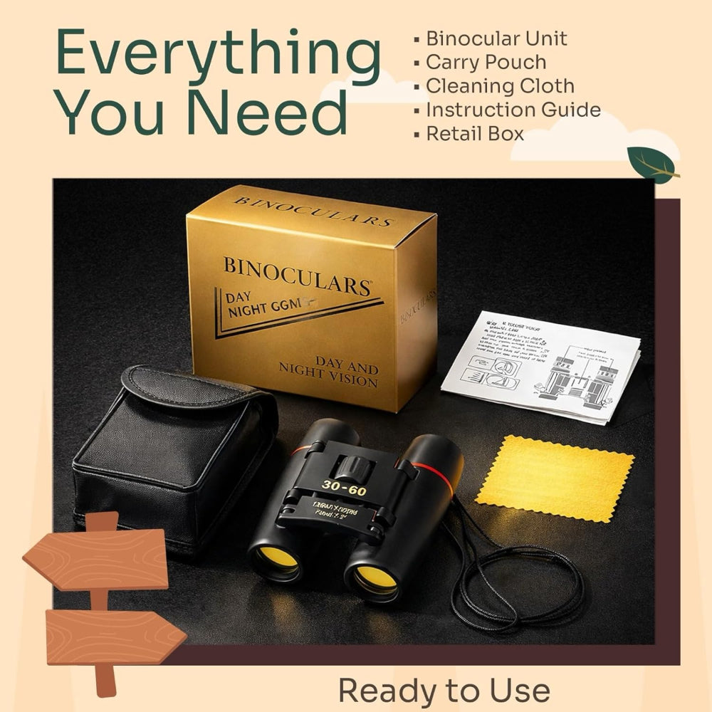 Compact Folding Binoculars – HD Portable Use – Lightweight Pocket Design for Adults & Kids – Bird Watching, Concerts, Theater, Travel & Outdoor Viewing