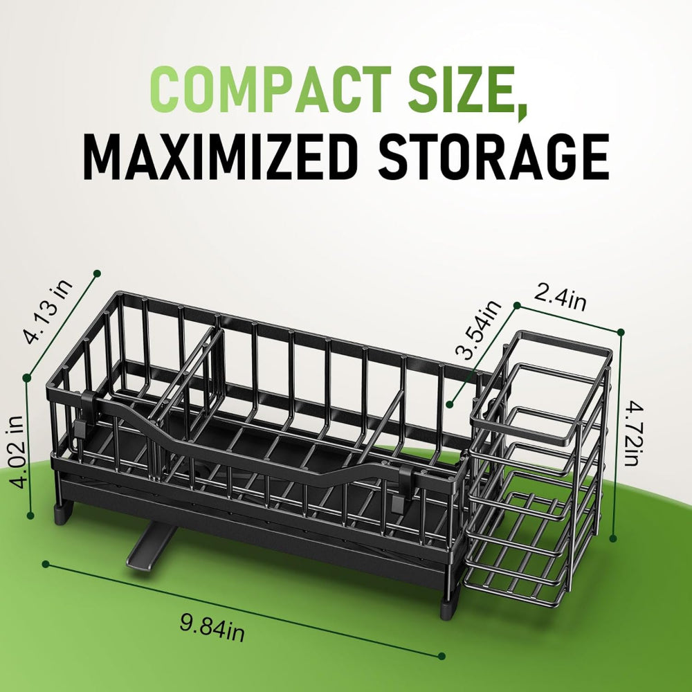 Kitchen Sink Caddy Sponge Holder with Brush Storage and Stainless-Steel Organizer