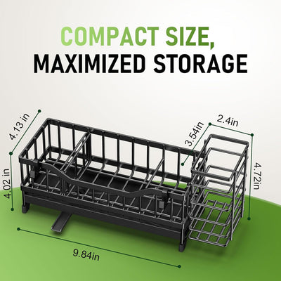 Kitchen Sink Caddy Sponge Holder with Brush Storage and Stainless-Steel Organizer