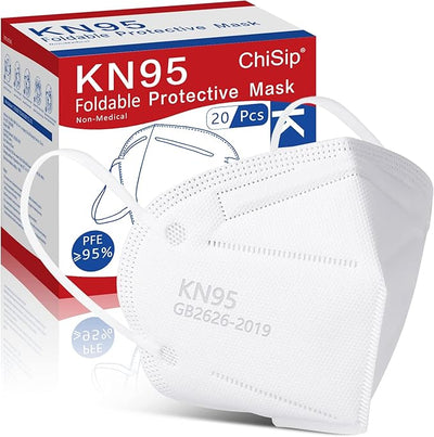 20 Pack KN95 Face Mask - 5-Layer Protective Face Mask, White