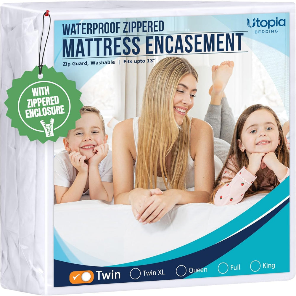 Waterproof Zippered Mattress Protector – 6-Sided Bed Bug & Dust Mite Proof Mattress Encasement