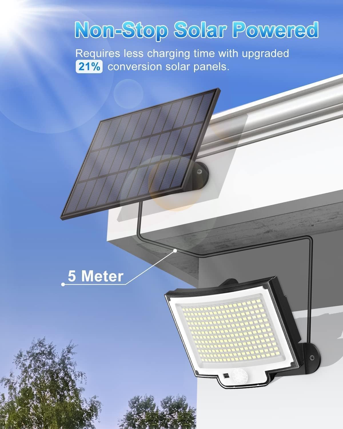 2 Pack 228LED Solar Lights IP65 Waterproof Outdoor Solar Flood Lights Motion Sensor Dusk to Dawn 