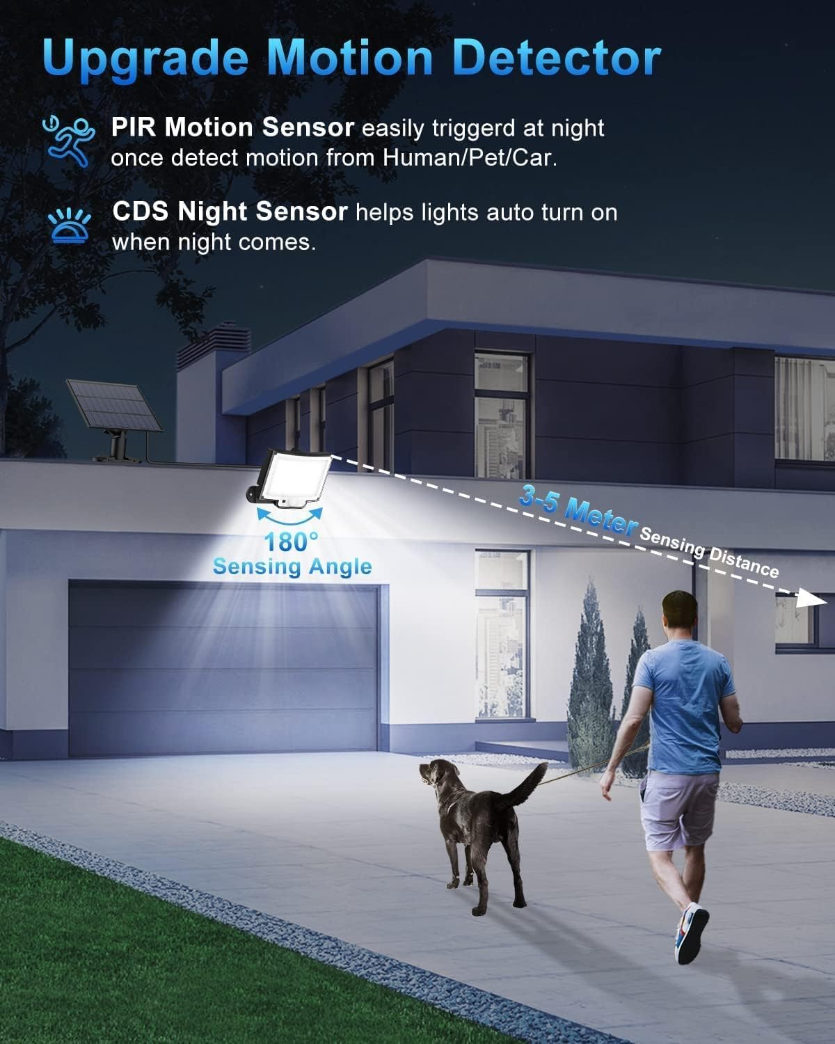 2 Pack 228LED Solar Lights IP65 Waterproof Outdoor Solar Flood Lights Motion Sensor Dusk to Dawn 