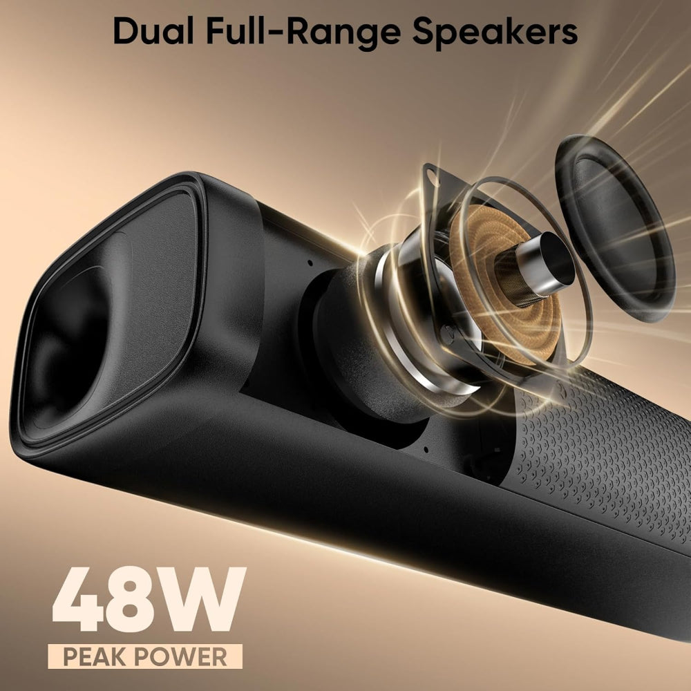 Compact Sound Bar for TV - Bluetooth Speaker with Optical and AUX Connectivity