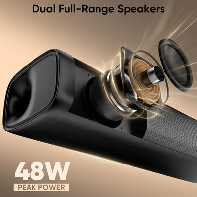 Compact Sound Bar for TV - Bluetooth Speaker with Optical and AUX Connectivity