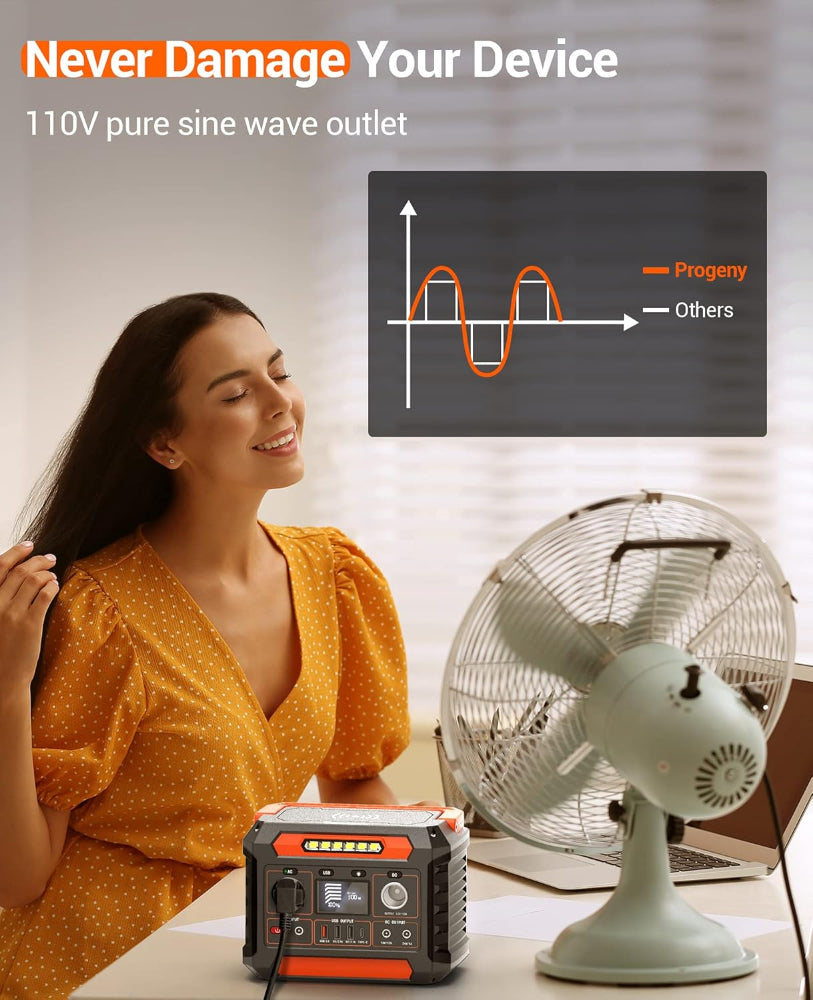 Portable Power Station – Solar Generator Battery Backup with AC Outlet for Camping