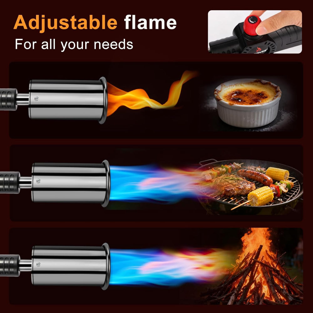 Propane Grill Torch Adjustable Flame - Cooking Torch for BBQ Searing - Sous Vide Use