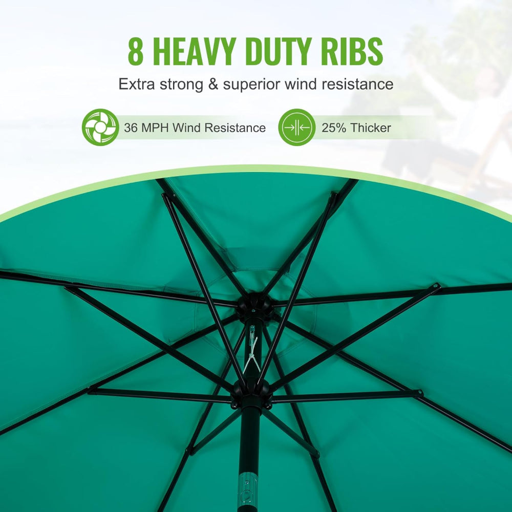 9 Foot Patio Market Umbrella with Tilt and Crank for Outdoor Table Shade