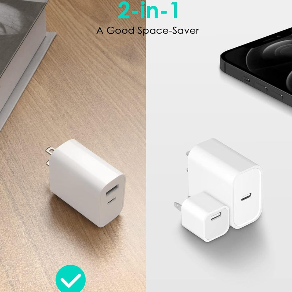 4-Pack USB C Charger Block – 20W PD Fast Charging Multiport Adapter USB A QC 3.0