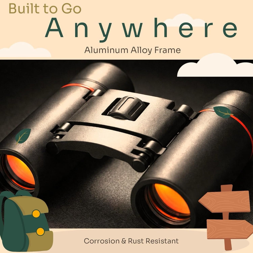 Compact Folding Binoculars – HD Portable Use – Lightweight Pocket Design for Adults & Kids – Bird Watching, Concerts, Theater, Travel & Outdoor Viewing
