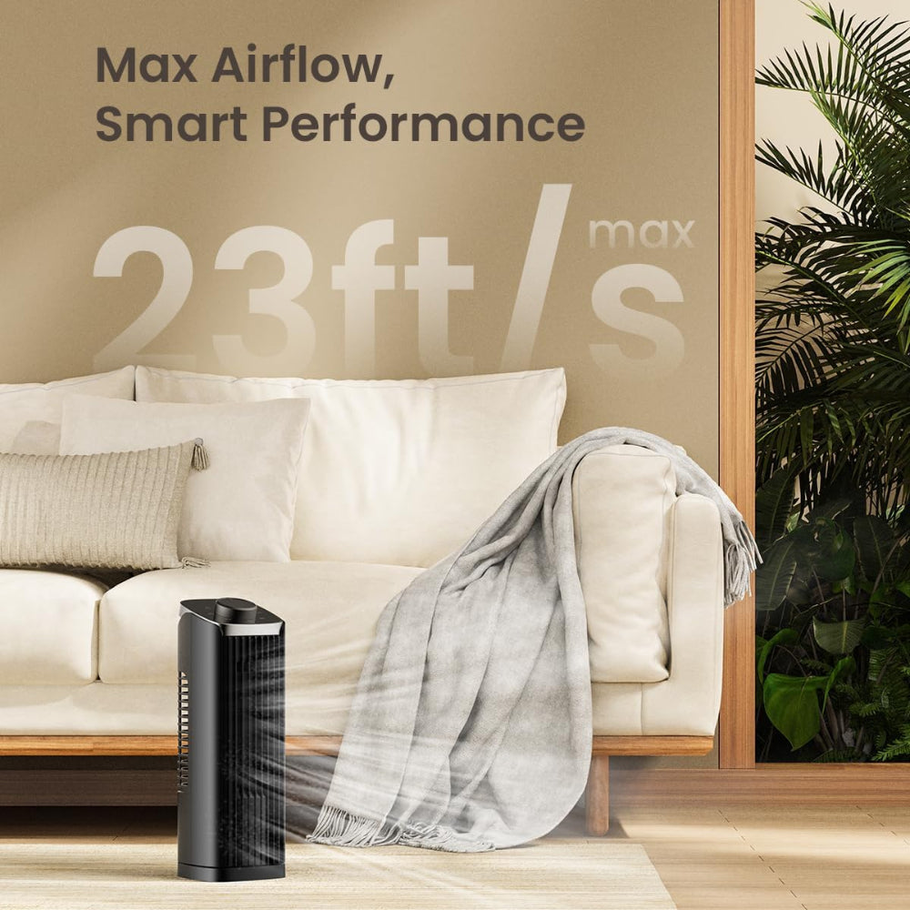 Portable 13 Inch Bladeless Tower Fan with Oscillating Cooling for Bedroom and Office