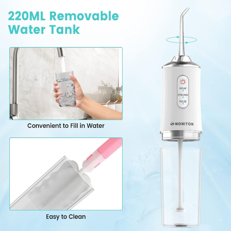 Portable Cordless Water Flosser for Teeth, Rechargeable Oral Irrigator with DIY Mode, 4 Jet Tips, IPX7 Waterproof