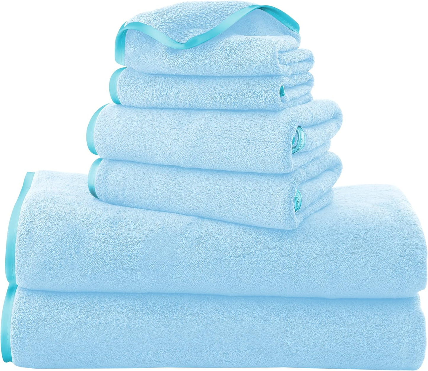 6 Pack Ultra Soft Microfiber Towel Set- 2 Bath Towels, 2 Hand Towels, 2 Washcloths