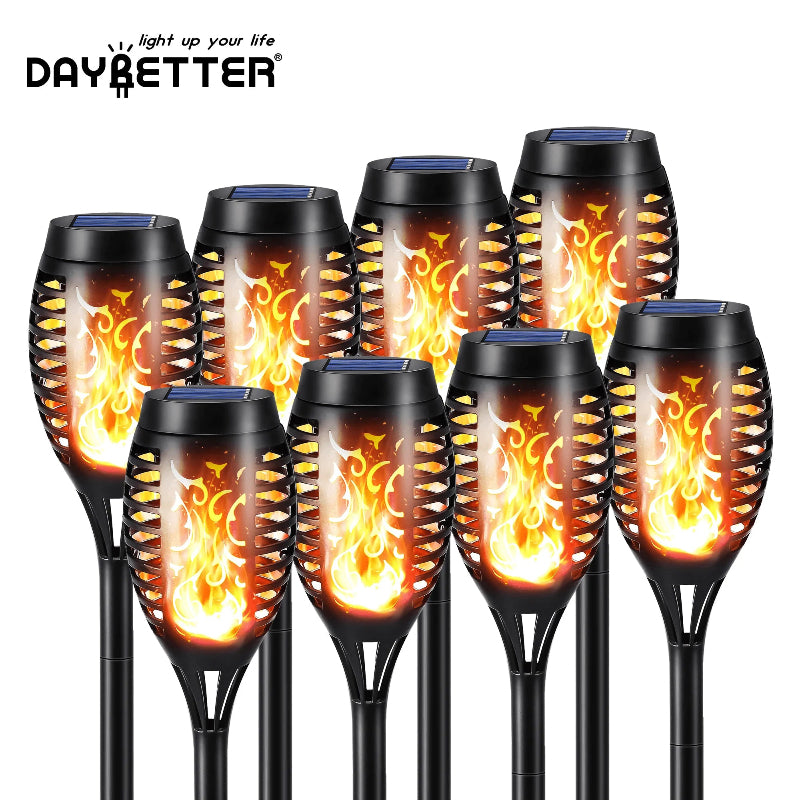 6-Pack Solar Torch Lights with Flickering Flame, Waterproof Outdoor Lighting for Garden