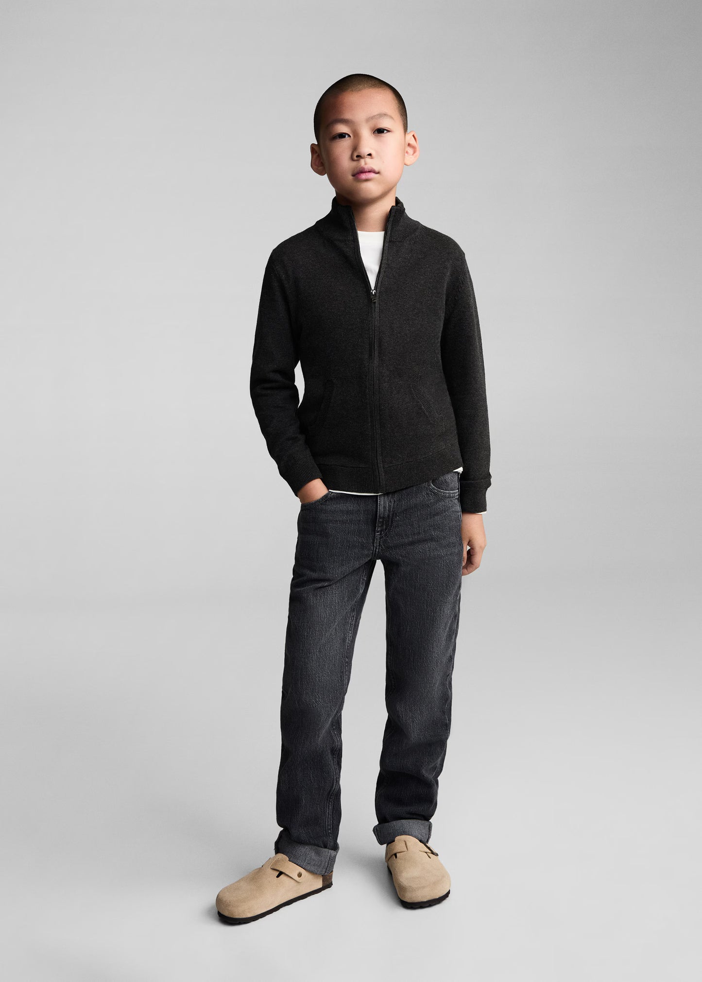 MANGO Boys’ Zip-Up Knit Cardigan – Back to School Collection size 9