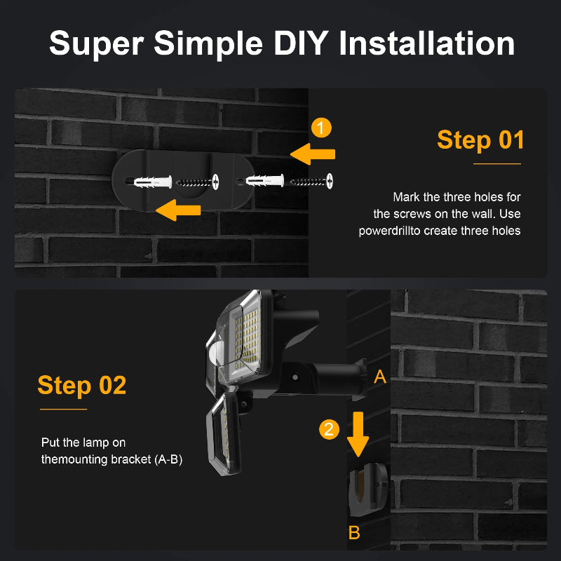 2-Pack Solar Motion Sensor Security Lights, 304 LED 2500LM with Remote, IP65 Waterproof