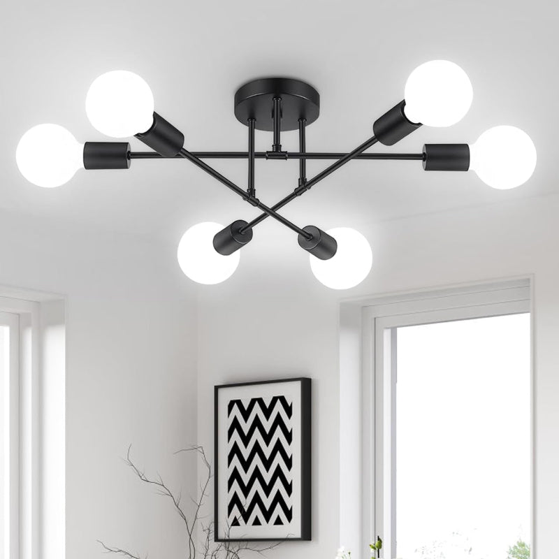 Miri - 6-Light Sputnik Ceiling Light Fixture, Modern Semi-Flush Mount 