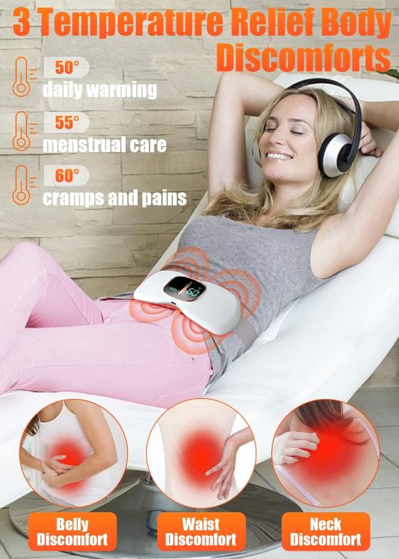 Portable Massaging Electric Heating Pad, 3 Adjustable Temperatures, 3 Massage Controls