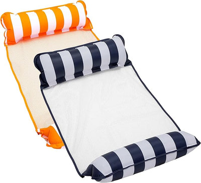 Aqua 4-in-1 Monterey Hammock Pool Float – 2-Pack (Navy Blue & Orange)