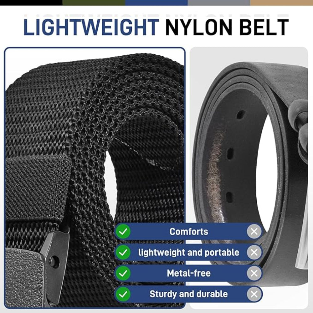 5 - Pack Mens Tactical Nylon Belts - Casual Canvas Military Style - Metal Free Adjustable Waist Belts