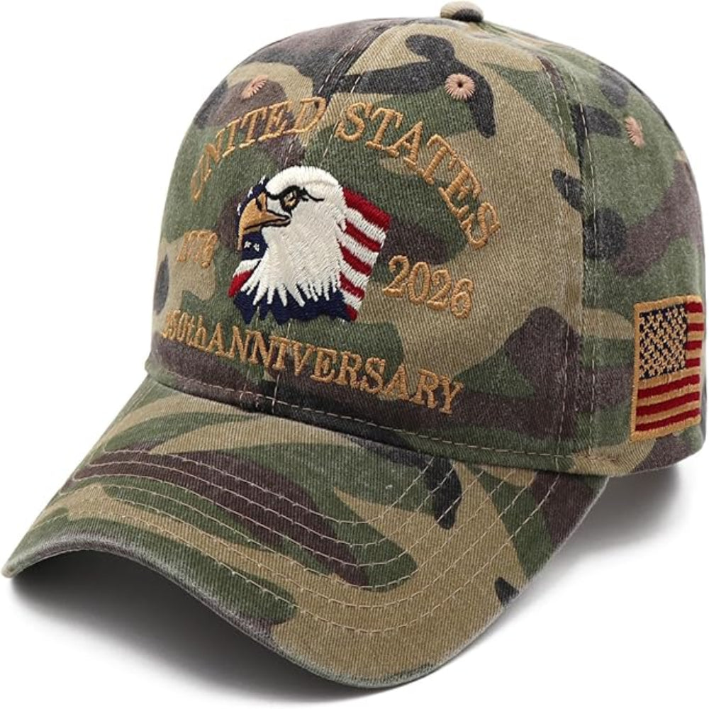 USA 250th Anniversary Embroidered Patriotic Baseball Cap for Men and Women