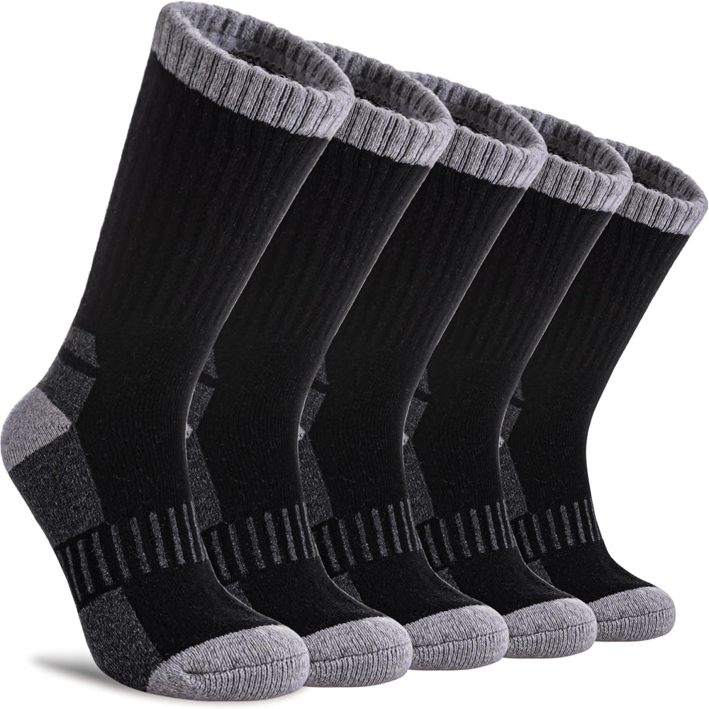 5 Pairs Women’s Hiking Socks – Merino Wool Thermal Winter Crew, Cushioned for Walking, Work, and Outdoor Activities