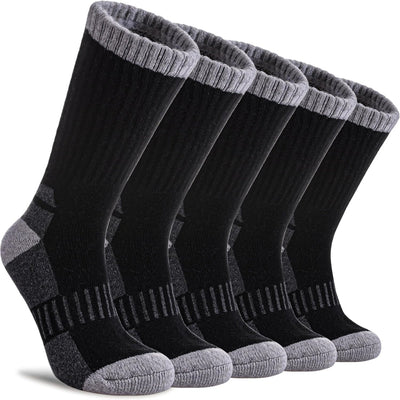 5 Pairs Women’s Hiking Socks – Merino Wool Thermal Winter Crew, Cushioned for Walking, Work, and Outdoor Activities