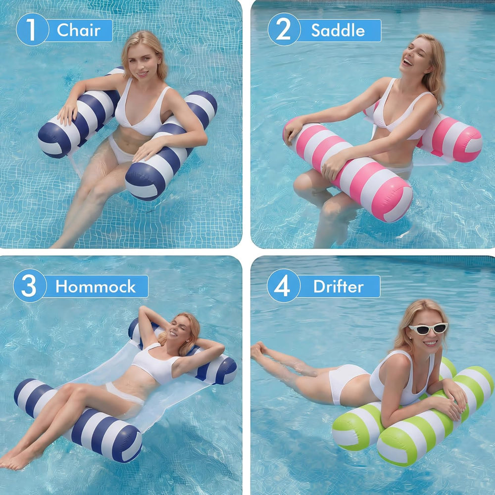 4 Pack Inflatable Pool Floats - Water Hammock Loungers for Summer Fun