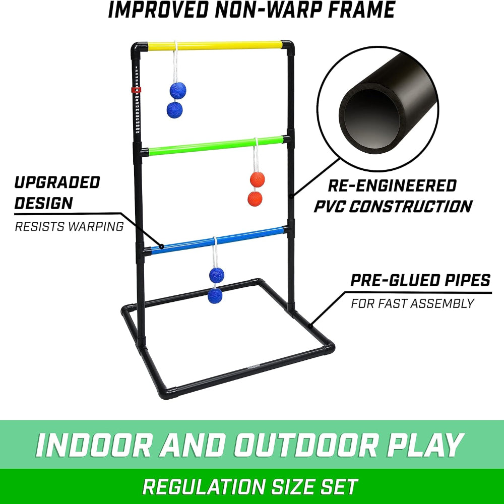 Ladder Toss Game Set with Soft Rubber Bolo Balls and Travel Carrying Case