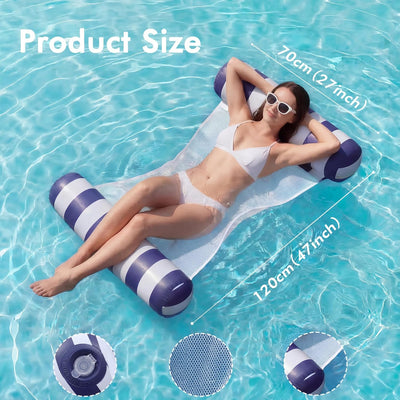 4 Pack Inflatable Pool Floats - Water Hammock Loungers for Summer Fun