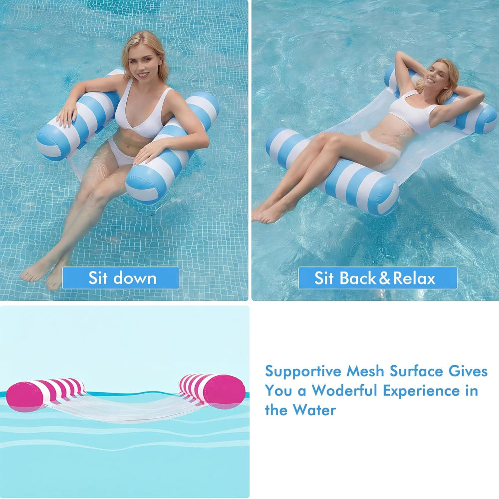 4 Pack Inflatable Pool Floats - Water Hammock Loungers for Summer Fun