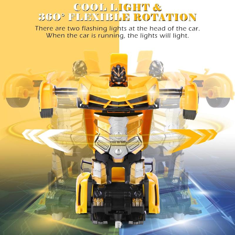 Transform Robot RC Cars Contains All Batteries: One-Button Deformation and 360 Degree Rotating Drifting