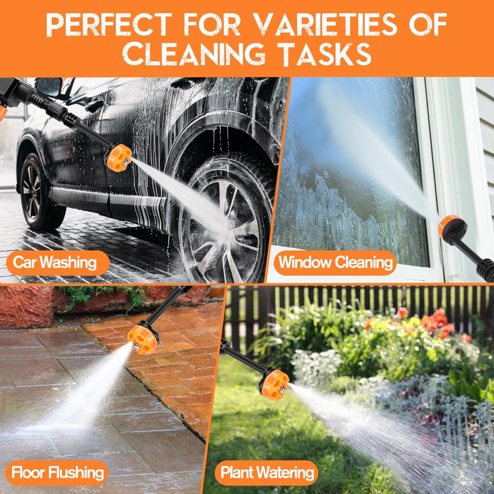 Cordless Pressure Washer Gun – 500PSI Portable Power Washer with 6-in-1 Nozzle