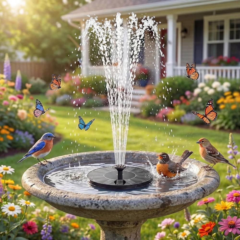 Solar Fountain Pump – Floating Bird Bath Water Fountain with 6 Nozzles for Garden Pond