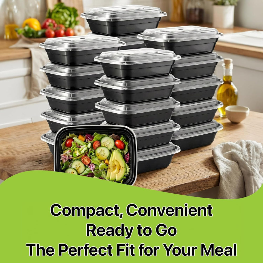 Meal Prep Containers – 16 oz Food Storage Boxes, Stackable Leakproof Reusable Design