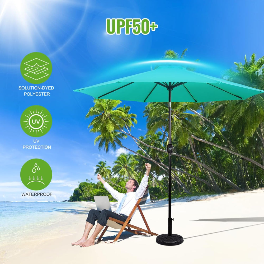 9 Foot Patio Market Umbrella with Tilt and Crank for Outdoor Table Shade