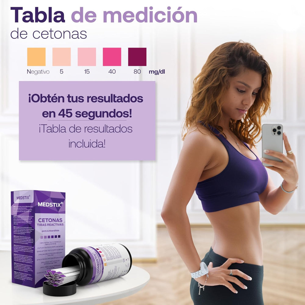 100 - Count Ketone Test Strips - Urine Testing Kit for Home and Travel Use - Fast Results