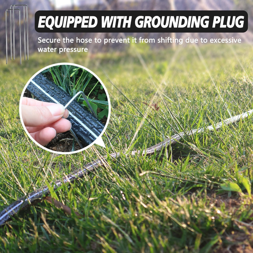 25FT Soaker Hose - Flat Irrigation Hose with Garden Staples for Lawn Garden Watering