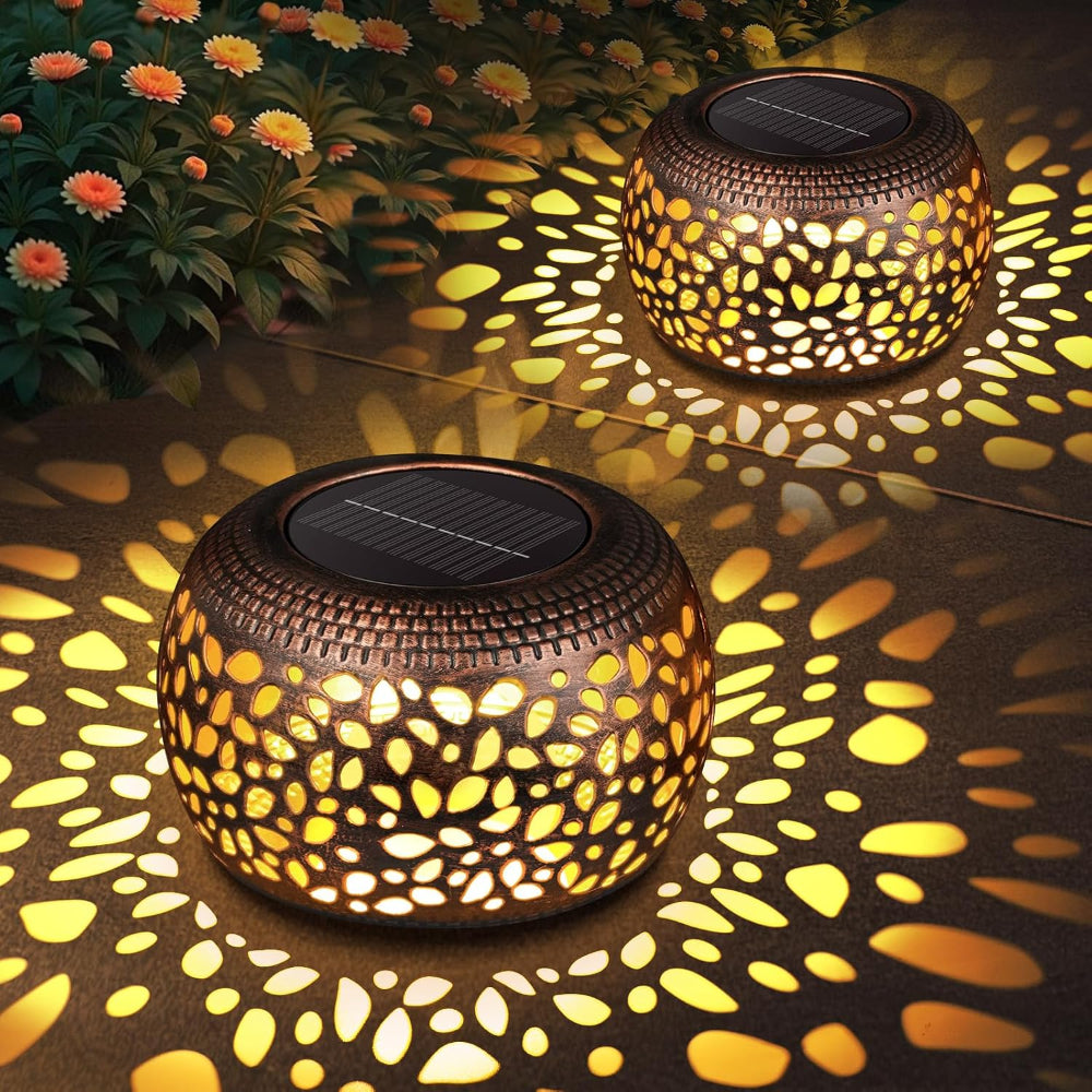 Solar Outdoor Lanterns 2 Pack – Waterproof Hanging Garden Lights with Warm & Cool Lighting Modes