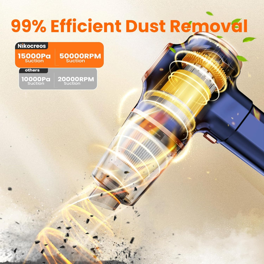 Portable Cordless Car Vacuum - Rechargeable Handheld Cleaner with Multi Nozzles LCD
