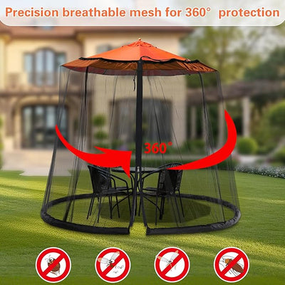 Patio Mosquito Netting – Outdoor Umbrella Mosquito Net for Patio and Garden with Adjustable Elastic Cord and Zipper   Open Box