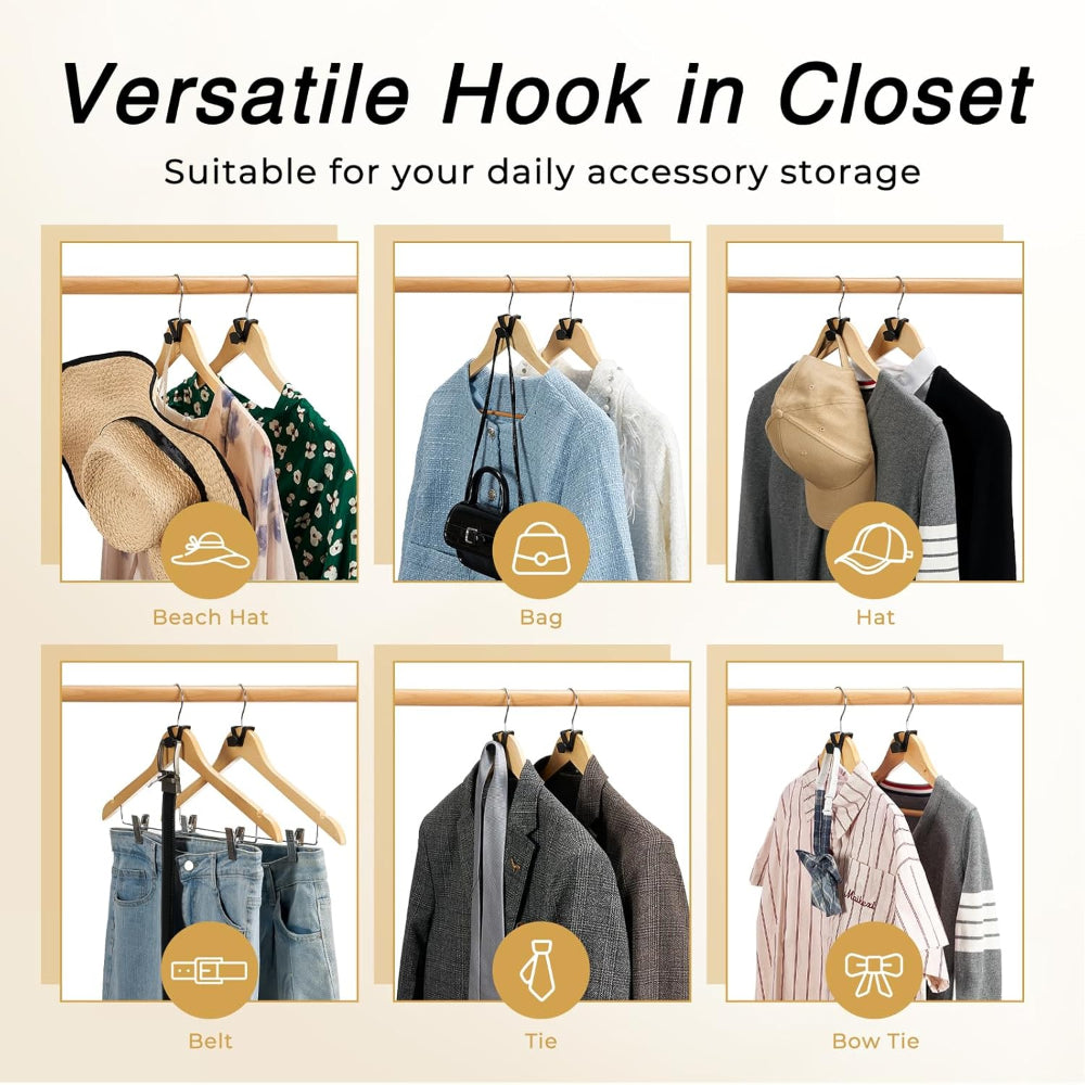 60-Pack Hanger Hooks – Space Saving Closet Connector Hooks for Clothes Organization