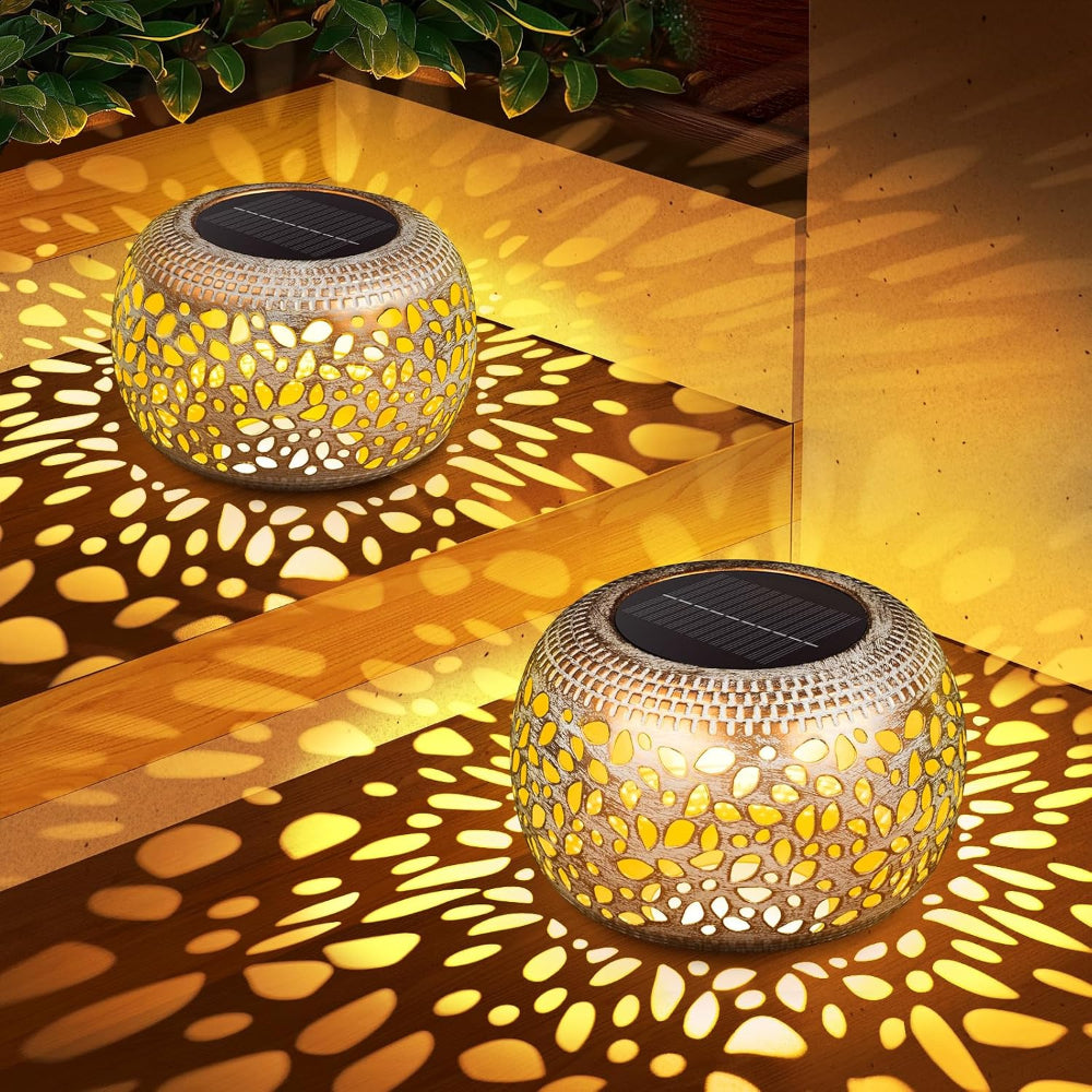 Solar Outdoor Lanterns 2 Pack – Waterproof Hanging Garden Lights with Warm & Cool Lighting Modes
