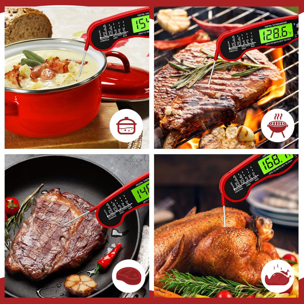 Digital Instant Read Meat Thermometer – Waterproof Backlit Food Thermometer for Grill & Kitchen